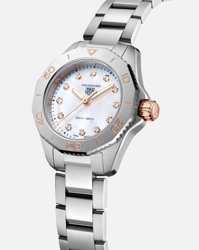 Tag Heuer Aquaracer Professional 200 Quartz Diamonds White Dial Silver Steel Strap Watch for Women - WBP1450.BA0622 Buy Now By Tag Heuer