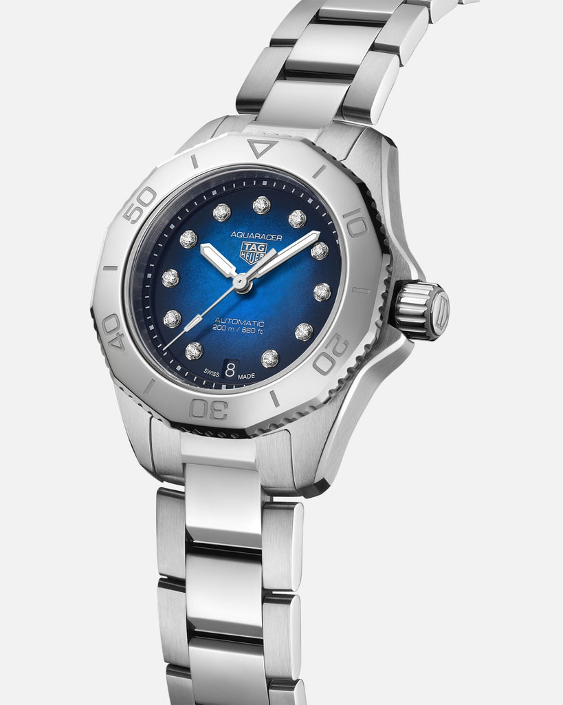 Tag Heuer Aquaracer Professional 200 Automatic Diamond Blue Dial Silver Steel Strap Watch for Women - WBP2411.BA0622 Buy Now By Tag Heuer
