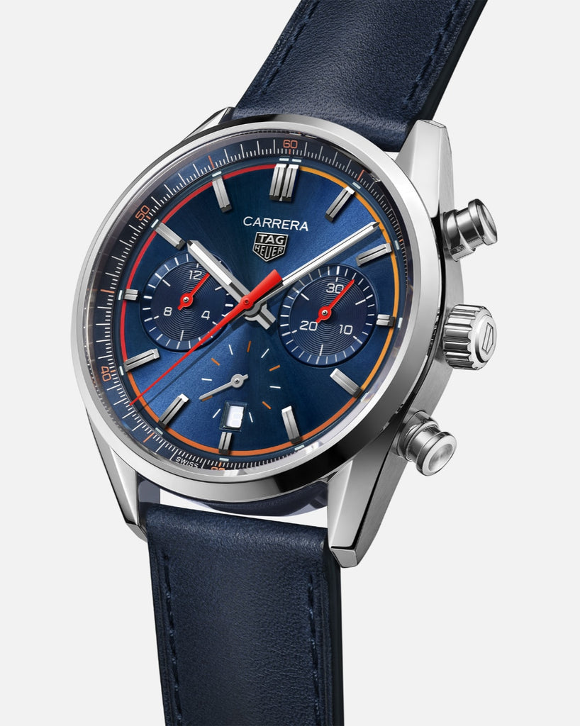 Tag Heuer Carrera Chronograph Blue Dial Blue Leather Strap Watch for Men - CBN201D.FC6543 Buy Now By Tag Heuer