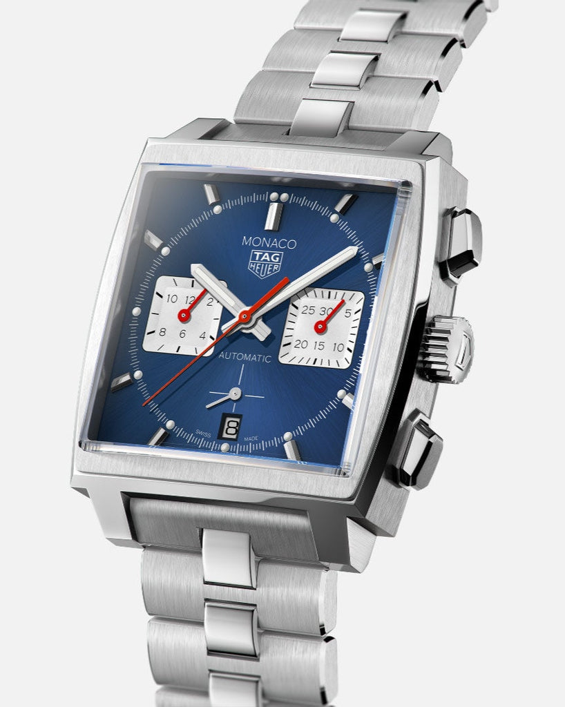Tag Heuer Monaco Automatic Chronograph Blue Dial Silver Steel Strap Watch for Men - CBL2111.BA0644 Buy Now By Tag Heuer