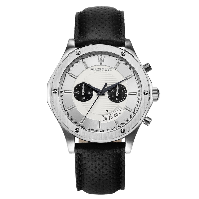 Maserati Circuito Chronograph Analog White Dial Black Leather Strap Watch for Men - R8871627005 Buy Now By Maserati