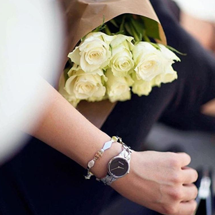 Calvin Klein Snake Black Dial Silver Steel Strap Watch For Women - K6E23141 Buy Now By Calvin Klein