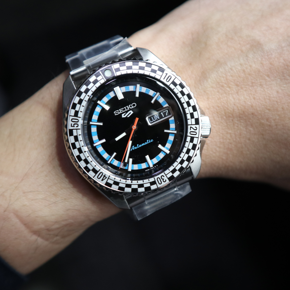 Seiko 5 Sports Checker Flag Special Edition Black Dial Silver Steel Strap Watch For Men - SRPK67K1 Buy Now By Seiko