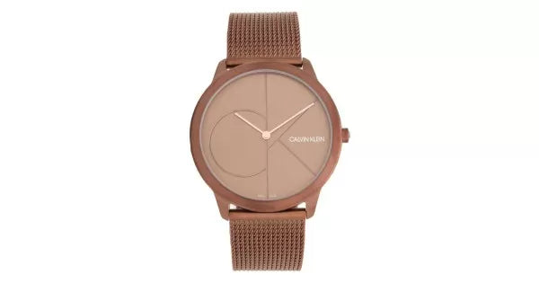 Calvin Klein Minimal Quartz Pink Gold Dial Pink Gold Mesh Bracelet Watch for Men - K3M11TFK Buy Now By Calvin Klein