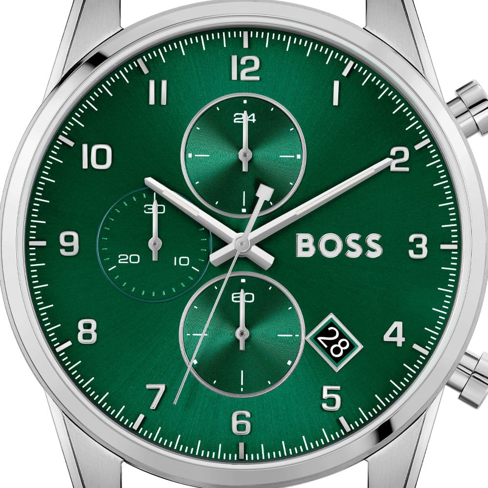 Hugo Boss Skymaster Green Dial Silver Mesh Bracelet Watch for Men - 1513938 Buy Now By Hugo Boss