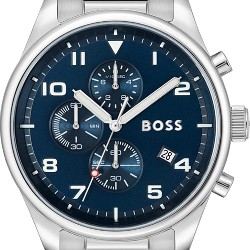 Hugo Boss View Chronograph Blue Dial Silver Steel Strap Watch For Men - 1513989 Buy Now By Hugo Boss
