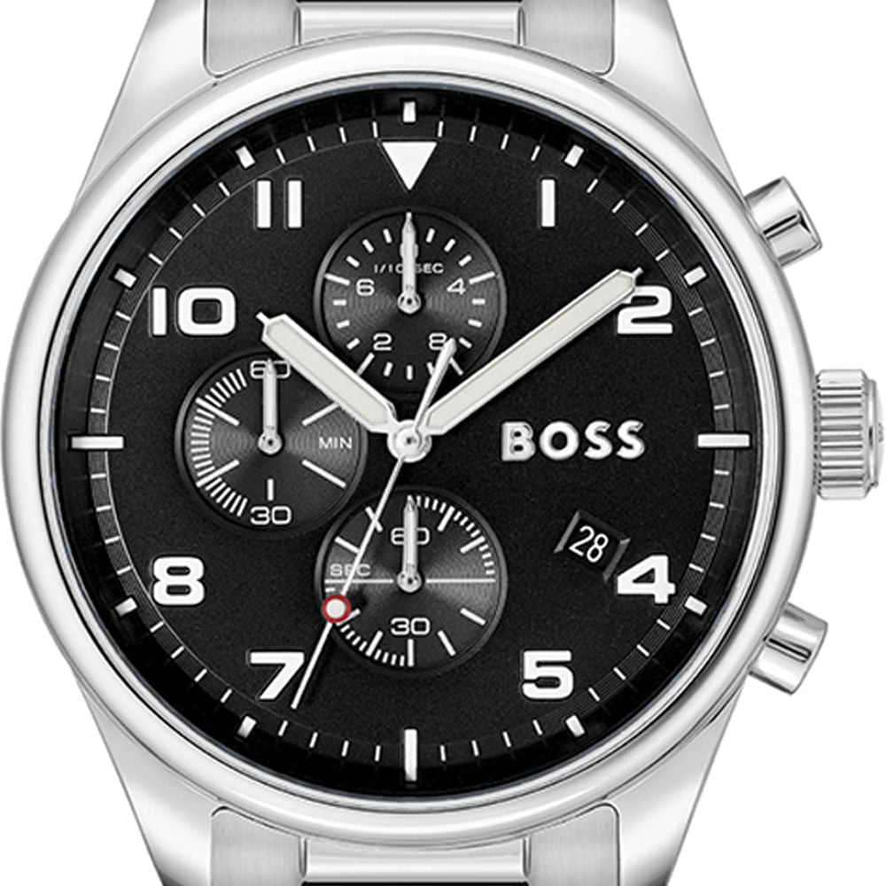 Hugo Boss View Chronograph Black Dial Silver Steel Strap Watch For Men - 1514008 Buy Now By Hugo Boss