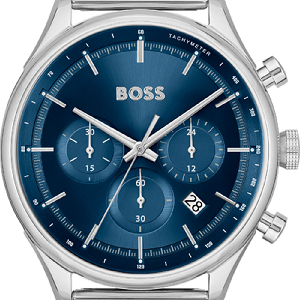 Hugo Boss Gregor Chronograph Blue Dial Silver Mesh Bracelet Watch For Men - 1514052 Buy Now By Hugo Boss