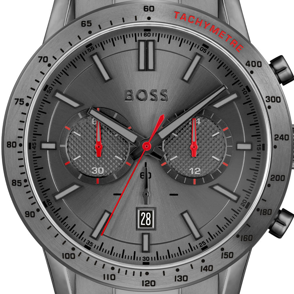 Hugo Boss Allure Chronograph Grey Dial Grey Steel Strap Watch for Men - 1513924 Buy Now By Hugo Boss