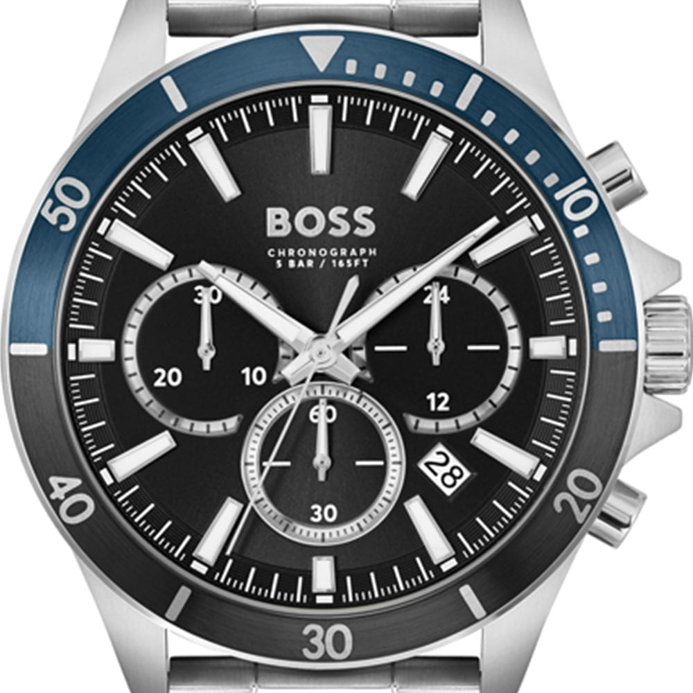 Hugo Boss Troper Chronograph Black Dial Silver Steel Strap Watch For Men - 1514101 Buy Now By Hugo Boss