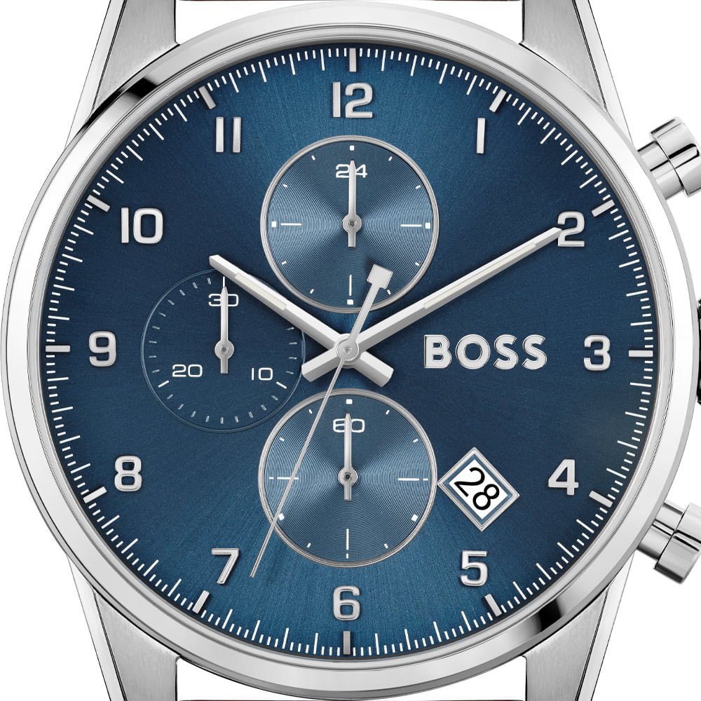 Hugo Boss Skymaster Blue Dial Brown Leather Strap Watch for Men - 1513940 Buy Now By Hugo Boss