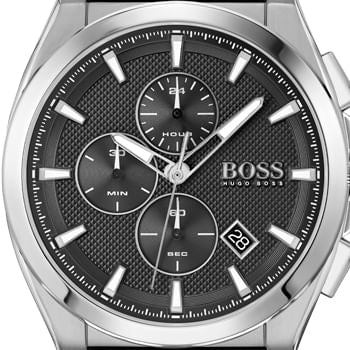 Hugo Boss Grandmaster Chronograph Black Dial Black Leather Strap Watch for Men - 1513881 Buy Now By Hugo Boss
