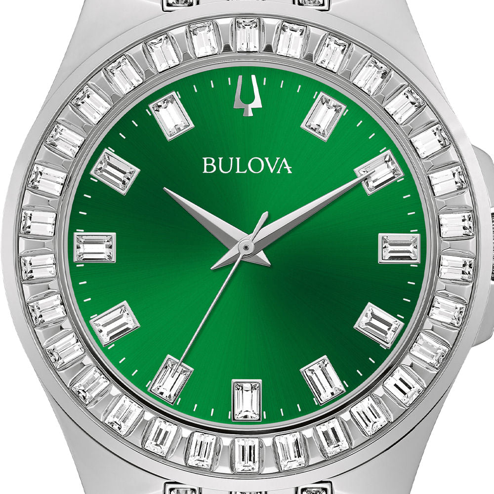 Bulova Phantom Classic Baguette Green Dial Silver Steel Strap Watch for Men - 96A253 Buy Now By Bulova