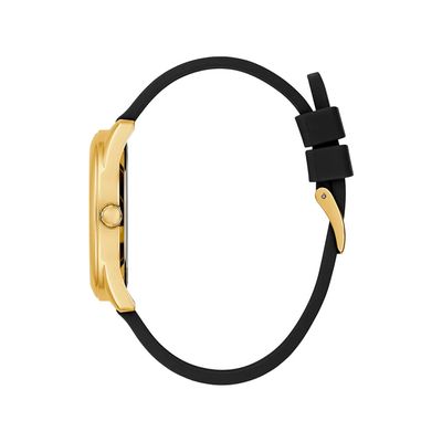Guess Cubed Analog Gold Dial Black Silicone Strap Watch For Women - GW0665L1 Buy Now By Guess