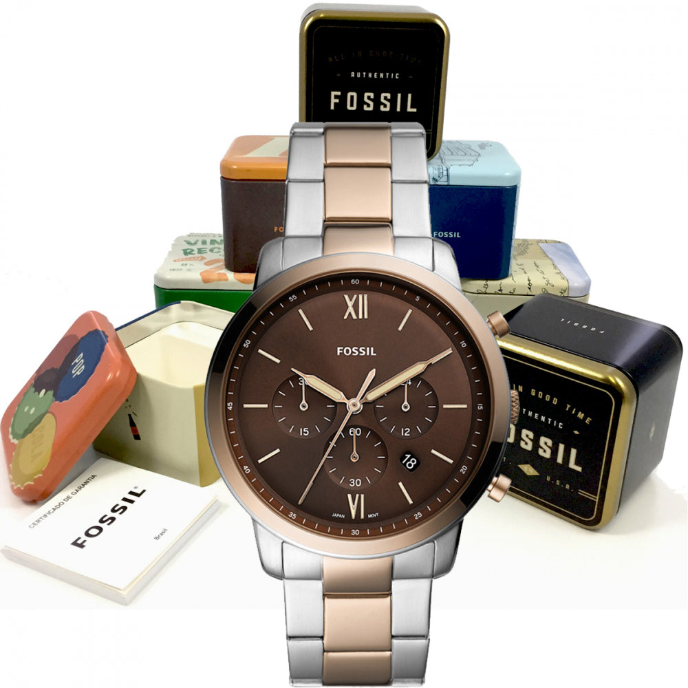 Fossil Neutra Chronograph Brown Dial Two Tone Steel Strap Watch for Men - FS5869 Buy Now By Fossil