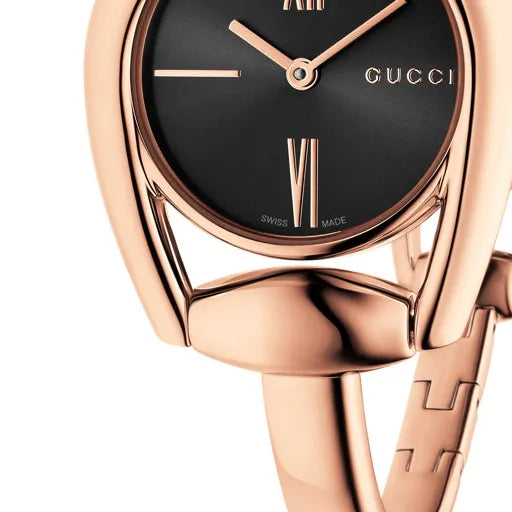 Gucci Horsebit Collection Black Dial Rose Gold Steel Strap Watch For Women - YA139507 Buy Now By Gucci