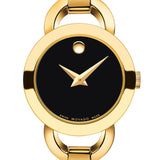Movado Rondiro 22mm Black Dial Yellow Gold Steel Strap Watch For Women - 0606888 Buy Now By Movado