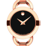 Movado Rondiro 22mm Black Dial Rose Gold Steel Strap Watch For Women - 0607065 Buy Now By Movado
