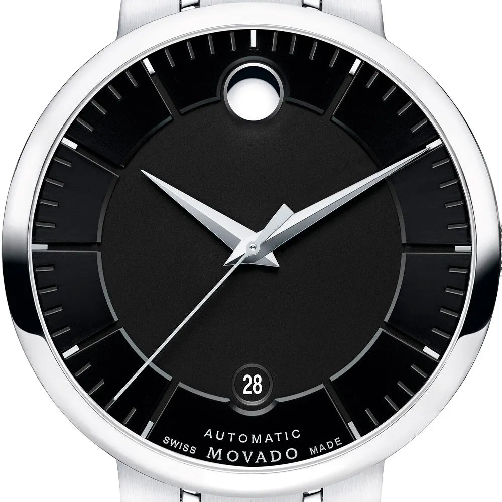 Movado 1881 Automatic Black Dial Silver Steel Strap Watch for Men - 606914 Buy Now By Movado
