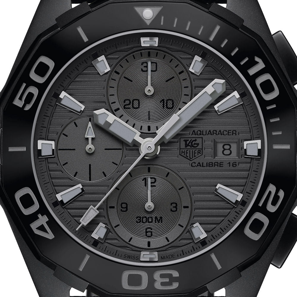 Tag Heuer Aquaracer Automatic Chronograph Special Edition Titanium Grey Dial Black Leather Strap Watch for Men - CAY218B.FC6370 Buy Now By Tag Heuer