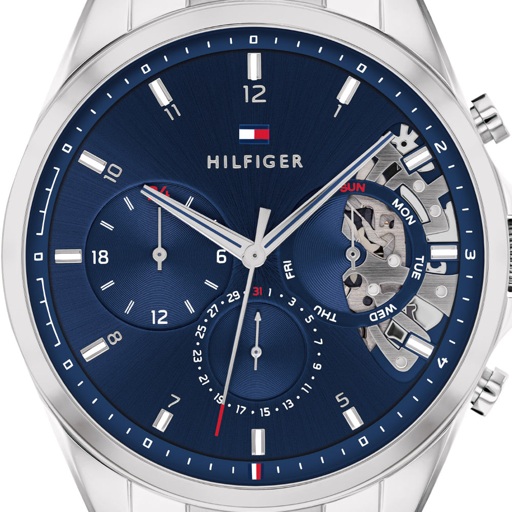 Tommy Hilfiger Baker Quartz Blue Dial Silver Steel Strap Watch For Men - 1710448 Buy Now By Tommy Hilfiger