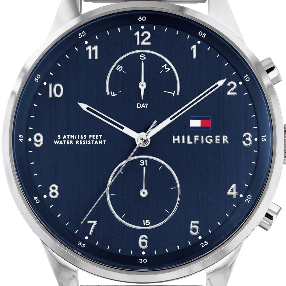 Tommy Hilfiger Chase Multifunction Blue Dial Silver Steel Strap Watch for Men - 1791575 Buy Now By Tommy Hilfiger