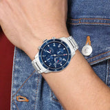 Tommy Hilfiger Jimmy Chronograph Quartz Blue Dial Silver Steel Strap Watch For Men - 1791949 Buy Now By Tommy Hilfiger