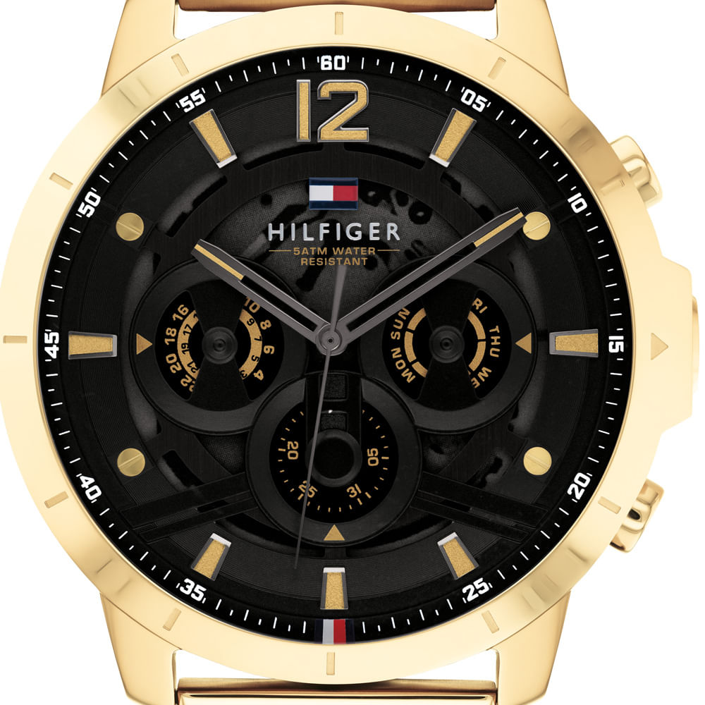 Tommy Hilfiger Luca Chronograph Black Dial Gold Steel Strap Watch For Men - 1710511 Buy Now By Tommy Hilfiger