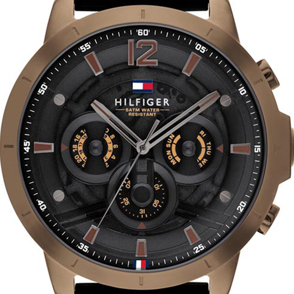 Tommy Hilfiger Luca Chronograph Black Dial Black Rubber Strap Watch For Men - 1710491 Buy Now By Tommy Hilfiger