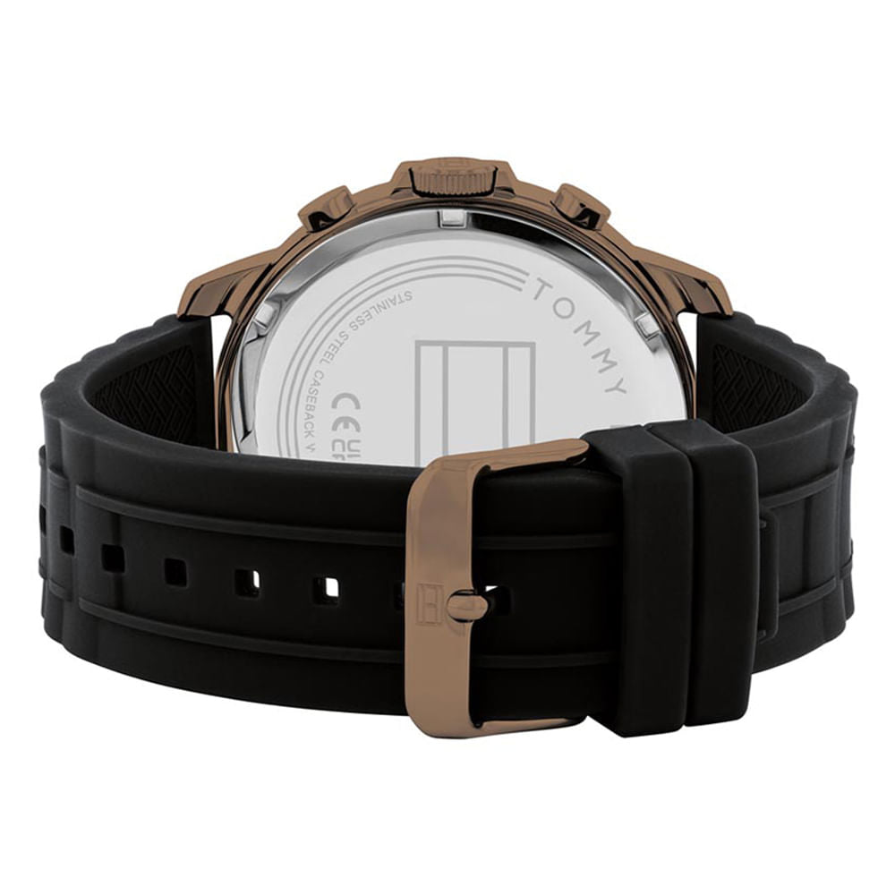 Tommy Hilfiger Luca Chronograph Black Dial Black Rubber Strap Watch For Men - 1710491 Buy Now By Tommy Hilfiger