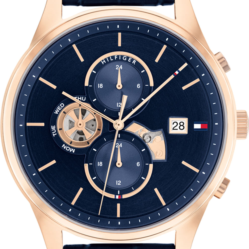 Tommy Hilfiger Weston Chronograph Blue Dial Blue Leather Strap Watch For Men - 1710503 Buy Now By Tommy Hilfiger