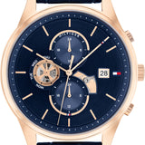 Tommy Hilfiger Weston Chronograph Blue Dial Blue Leather Strap Watch For Men - 1710503 Buy Now By Tommy Hilfiger