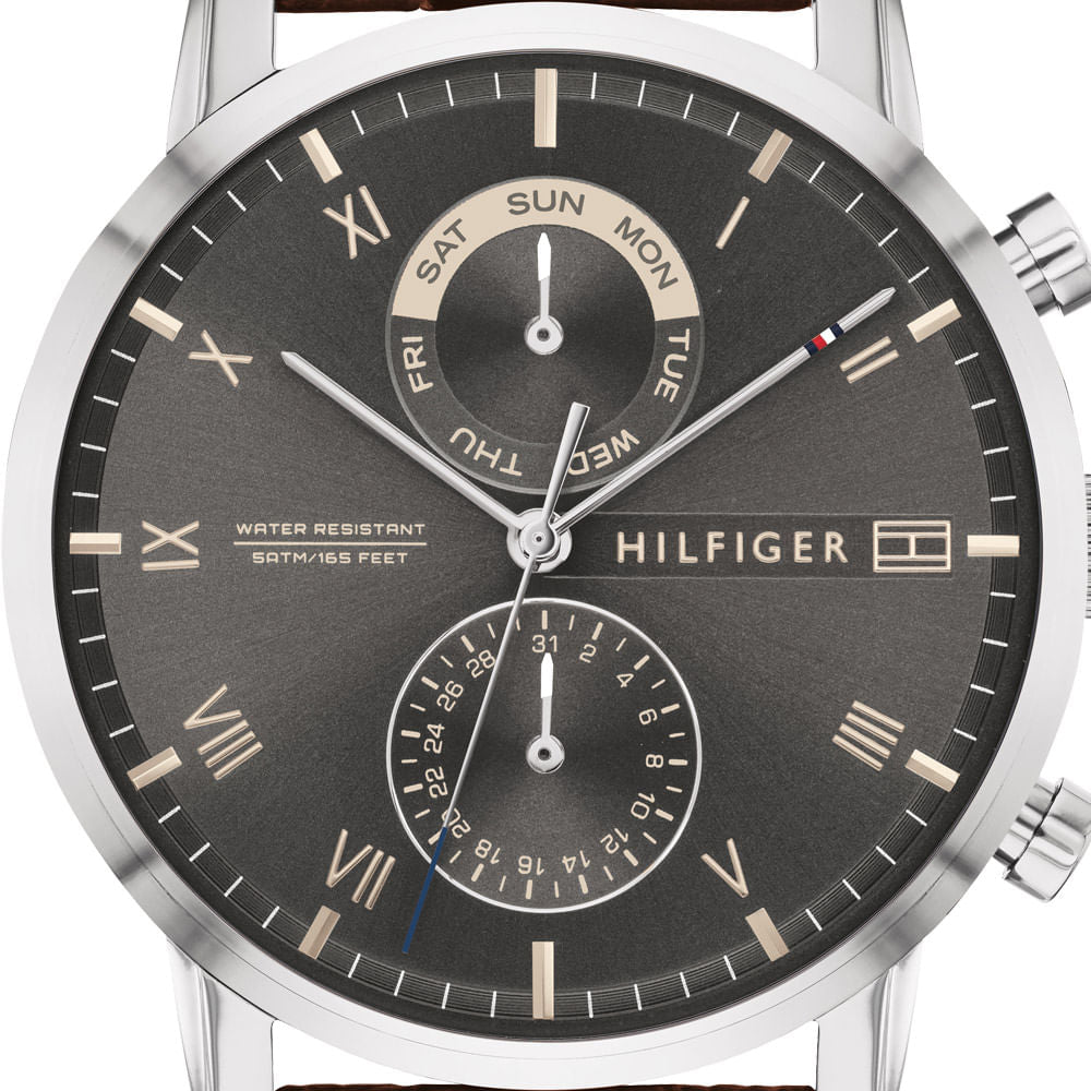 Tommy Hilfiger Kane Grey Dial Brown Leather Strap Watch for Men - 1710398 Buy Now By Tommy Hilfiger