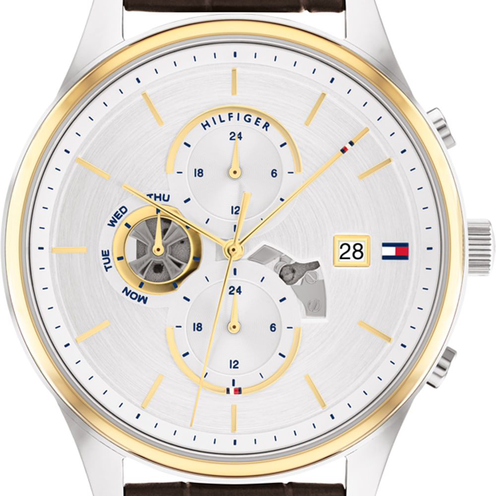Tommy Hilfiger Weston Chronograph Silver Dial Brown Leather Strap Watch For Men - 1710501 Buy Now By Tommy Hilfiger