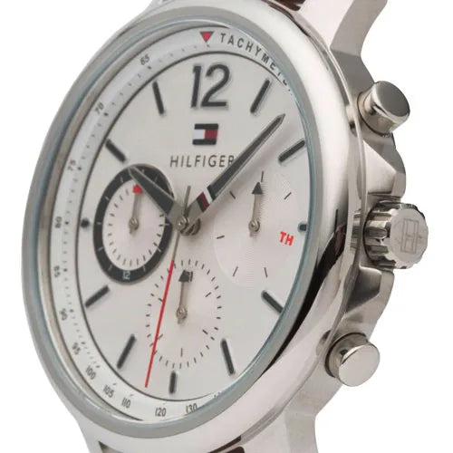 Tommy Hilfiger Landon Chronograph White Dial Brown Leather Strap Watch for Men - 1791531 Buy Now By Tommy Hilfiger