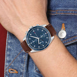 Tommy Hilfiger Parker Chronograph Blue Dial Brown Leather Strap Watch For Men - 1791837 Buy Now By Tommy Hilfiger