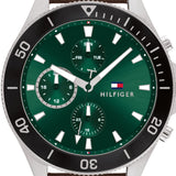 Tommy Hilfiger Larson Chronograph Green Dial Brown Leather Strap Watch For Men - 1791983 Buy Now By Tommy Hilfiger