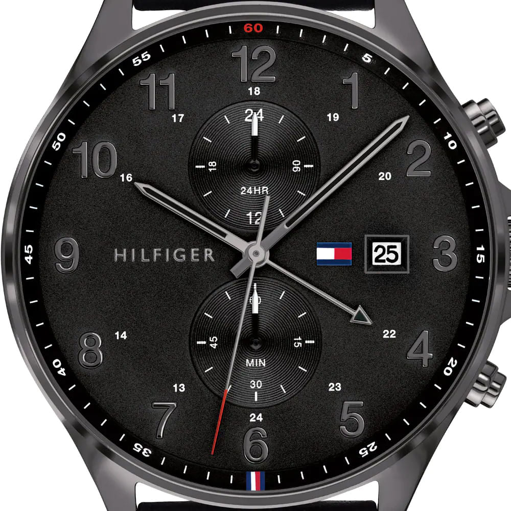 Tommy Hilfiger West Chronograph Black Dial Black Leather Strap Watch For Men - 1791711 Buy Now By Tommy Hilfiger