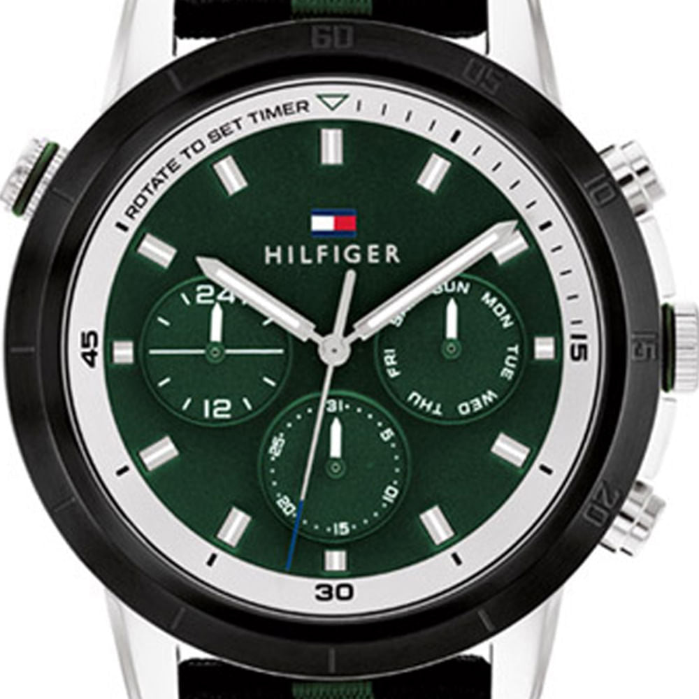 Tommy Hilfiger Troy Chronograph Green Dial Two Tone Nylon Strap Watch For Men - 1792107 Buy Now By Tommy Hilfiger