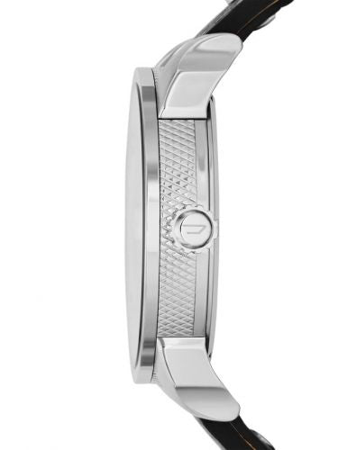 Diesel Mini Daddy Black Silver Dial Black Leather Strap Watch For Men - DZ7307 Buy Now By Diesel
