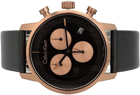 Calvin Klein City Chronograph Black Dial Black Leather Strap Watch for Men - K2G17TC1 Buy Now By Calvin Klein