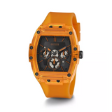 Guess Phoenix Multifunction Black Dial Orange Rubber Strap Watch For Men - GW0203G10 Buy Now By Guess
