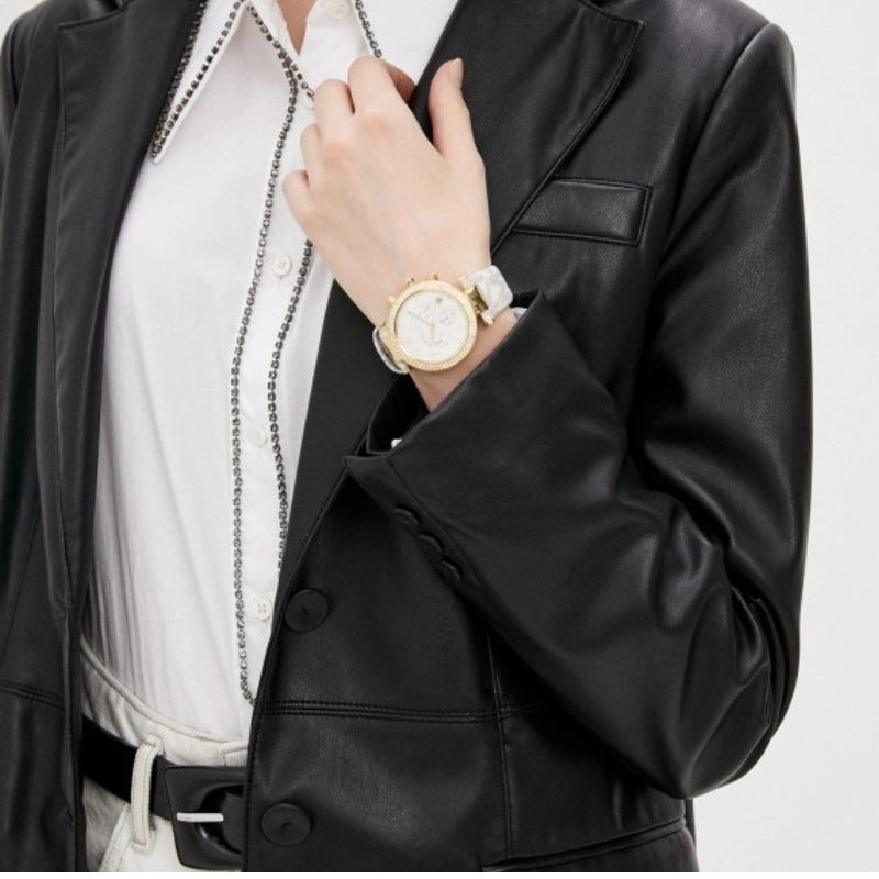 Michael Kors Parker Chronograph White Dial White Leather Strap Watch For Women - MK6916 Buy Now By Michael Kors