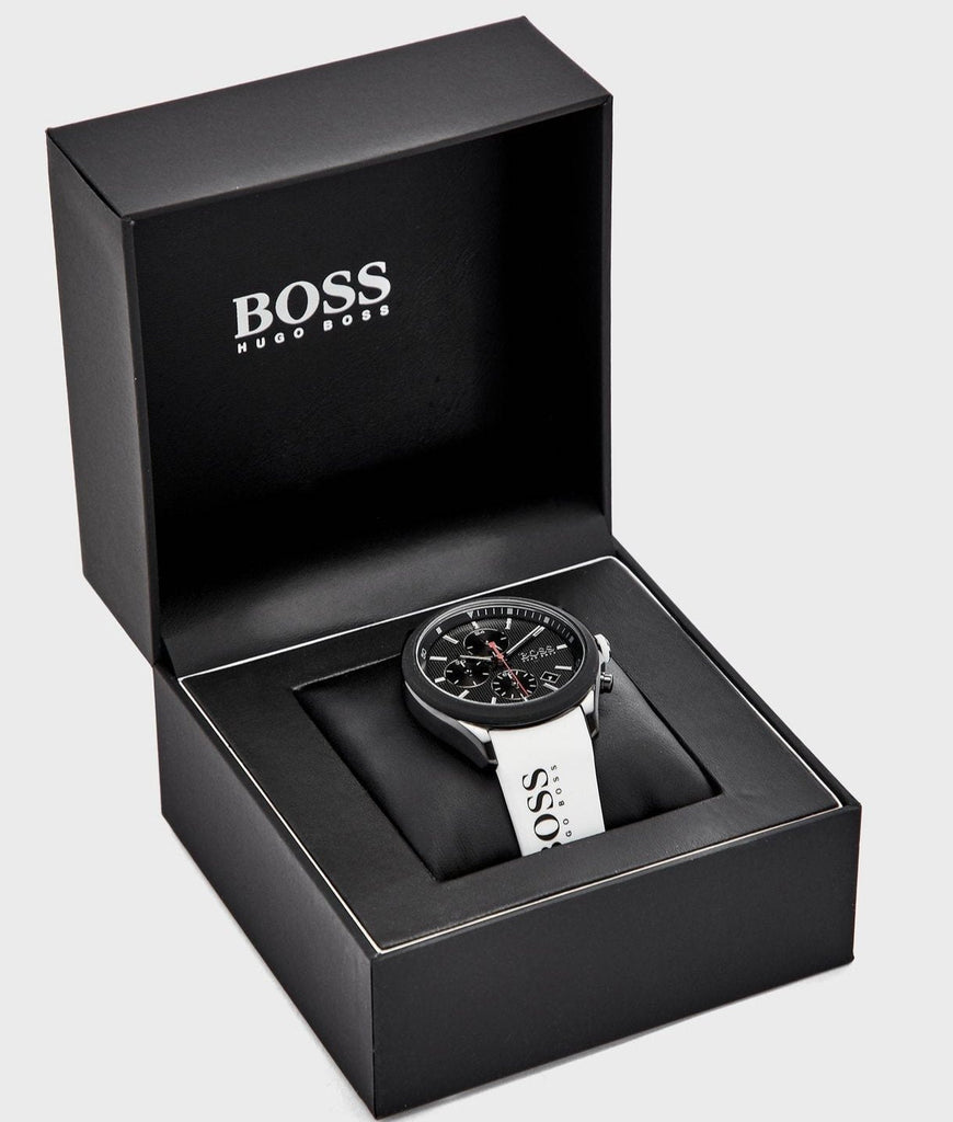 Hugo Boss Velocity Black Dial White Rubber Strap Watch for Men - 1513718 Buy Now By Hugo Boss