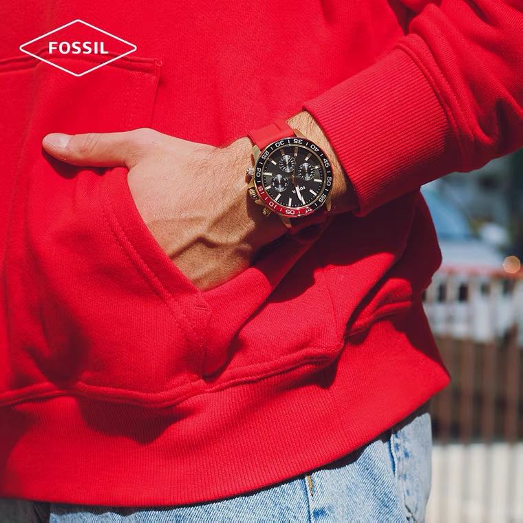 Fossil Bannon Multifunction Black Dial Red Silicone Strap Watch for Men - BQ2499 Buy Now By Fossil