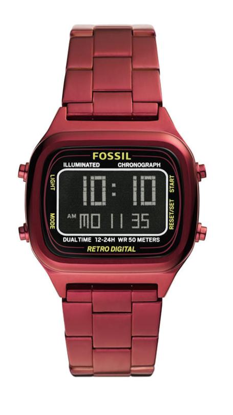 Fossil Retro Analog-Digital Black Dial Red Steel Strap Watch for Men - FS5897 Buy Now By Fossil