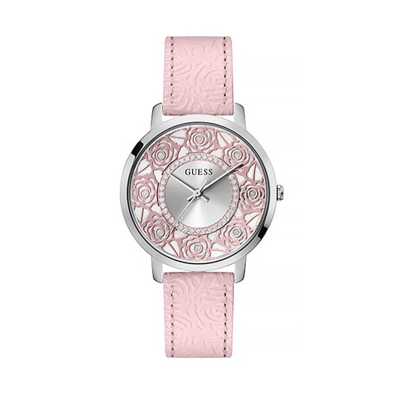 Guess Dahlia Analog Silver Dial Pink Leather Strap Watch for Women - GW0529L1 Buy Now By Guess