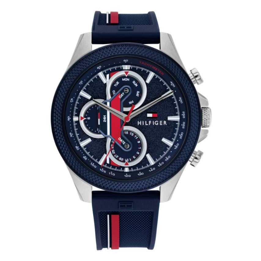 Tommy Hilfiger Clark Chronograph Blue Dial Black Leather Strap Watch For Men - 1792083 Buy Now By Tommy Hilfiger