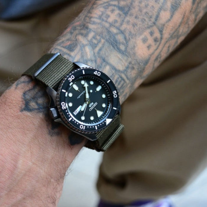 Seiko 5 Sport Automatic Black Dial Green Nylon Strap Watch For Men - SRPD65K4 Buy Now By Seiko