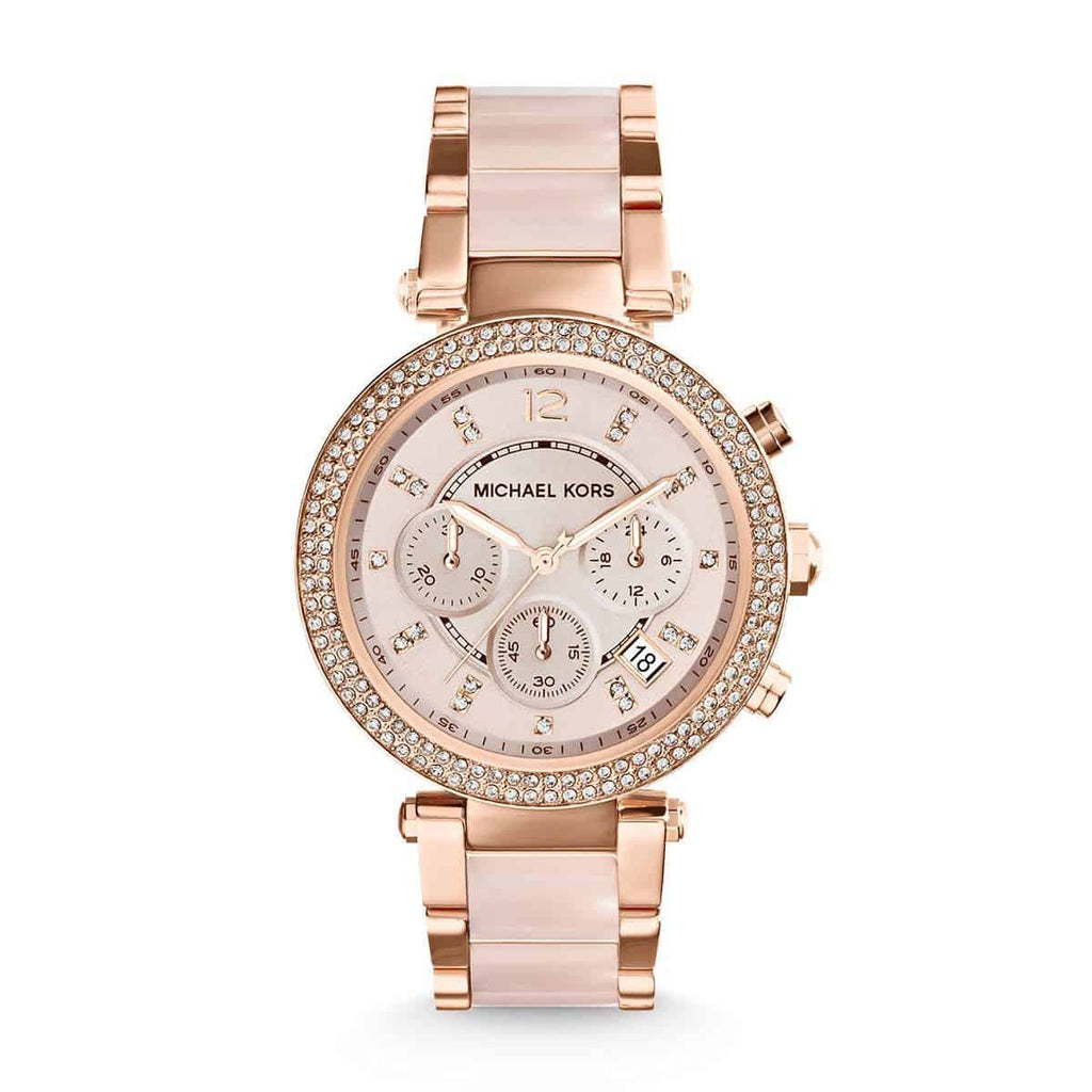 Michael Kors Parker Pink Dial Two Tone Steel Strap Watch for Women - MK6110 Buy Now By Michael Kors